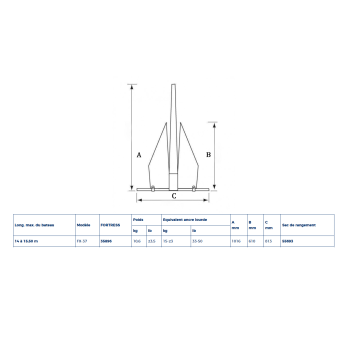 Ancre Fortress FX-55 Anchor 14.5Kg-32Lbs