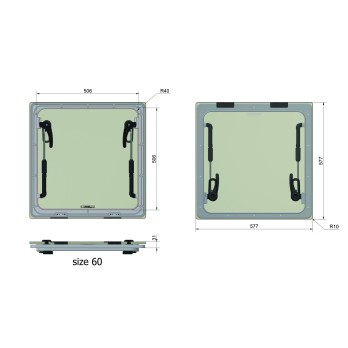 Panneau de pont Master Flush 60 Rutgerson 577x577mm - Poignées ext/int composite