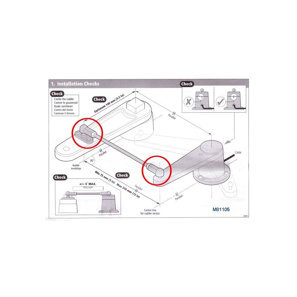 Kit rotule pour capteur d’angle de barre Raymarine