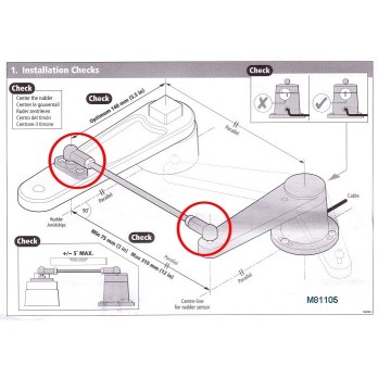 Kit rotule pour capteur d’angle de barre Raymarine