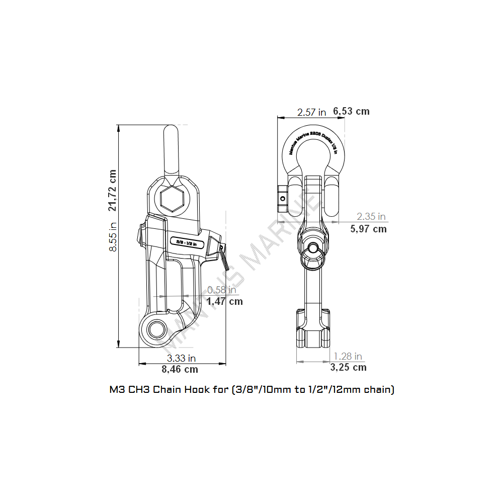 Main de fer M3 Ø10-12mm M3CH3 MANTUS MARINE