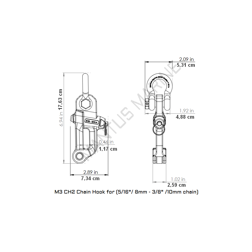 Main de fer M3 Ø8-10mm M3CH2 MANTUS MARINE