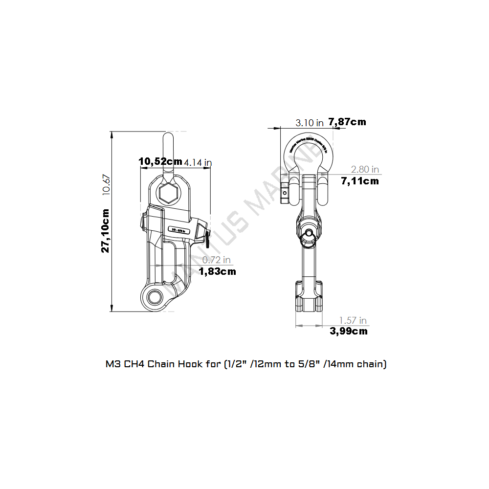 Main de fer M3 Ø12-14mm M3CH4 MANTUS MARINE